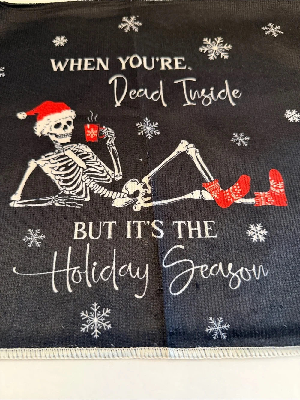 🎃Holiday Skeleton Dish Towel - Black with Red Accents